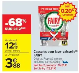 Carrefour Capsules pour lave-vaisselle FAIRY offre