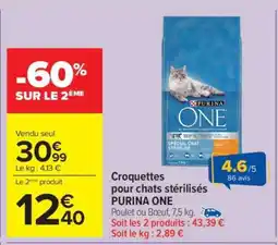 Carrefour Croquettes pour chats stérilisés PURINA ONE offre