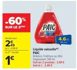 Carrefour LIQUIDE VAISSELLE “PAIC” offre