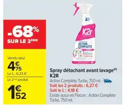Carrefour Spray détachant avant lavage K2R offre
