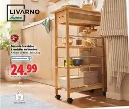 Lidl Desserte de cuisine à roulettes en bambou offre