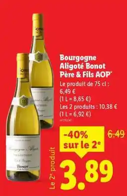 Lidl Bourgogne Aligoté Bonot Père & Fils AOP offre