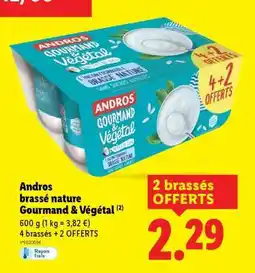 Lidl Andros brassé nature Gourmand & Végétal offre