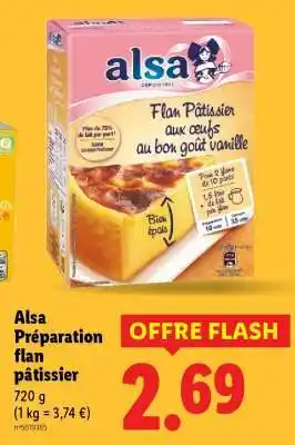 Lidl Alsa préparation flan pâtissier offre