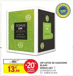 Intermarché Hyper IGP Cotes de Gascogne Blanc Domus Uby offre