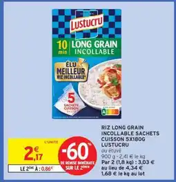Intermarché Contact RIZ LONG GRAIN INCOLLABLE SACHETS CUISSON 5X180G LUSTUCRU offre