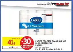 Intermarché Contact PAPIER TOILETTE CLASSIQUE X12 BLANC MOELLEUX offre