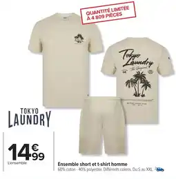 Carrefour Ensemble short et tshirt homme offre