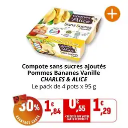 Coccinelle Express Compote sans sucres ajoutés pommes bananes vanille charles & alice offre