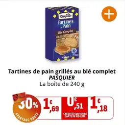 Coccinelle Express Tartines de pain grillés au blé complet pasquier offre