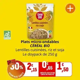 Coccinelle Express Plats micro-ondables céréal bio offre