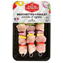 Carrefour MAITRE JACQUES 3 brochettes de poulet poivrons et oignons MAITRE JACQUES offre