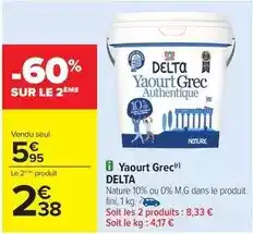 Carrefour Delta - yaourt grec offre