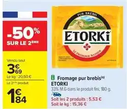 Carrefour Etorki - fromage pur brebis offre