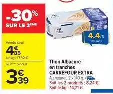 Carrefour Carrefour - thon albacore en tranches extra offre
