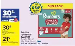 Carrefour Pampers - culottes duo pack offre