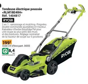 Gamm vert Ryobi - tondeuse électrique poussée offre