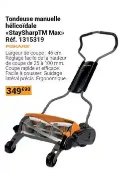 Gamm vert Fiskars - tondeuse manuelle helicoidale stay max offre