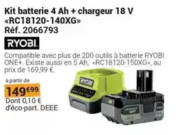 Gamm vert Ryobi - kit batterie 4 ah + chargeur 18 v offre