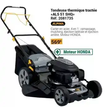 Gamm vert Alpina - tondeuse thermique tractee al 51 shq offre