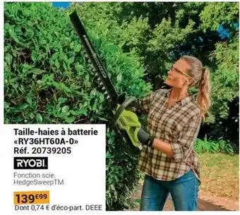 Gamm vert Ryobi - taille-haies à batterie offre