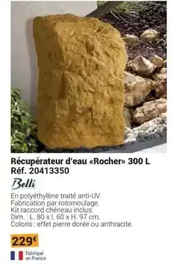 Gamm vert Belli - récupérateur d'eau rocher300 l réf. 20413350 offre