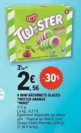 E.Leclerc Miko - 8 mini batonnets glaces twister ananas offre