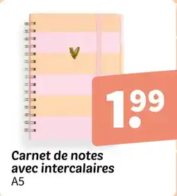 Wibra Carnet de notes avec intercalaires offre