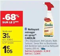 Carrefour Carolin - nettoyant ménager en spray offre