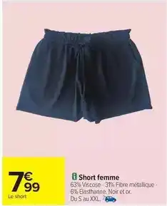 Carrefour Short femme offre