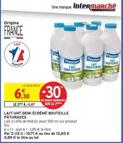 Intermarché Paturages - lait uht demi ecreme bouteille offre