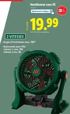 Lidl Ventilateur sans fil offre