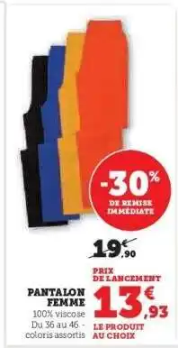 Super U Pantalon femme offre