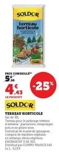 Super U TERREAU HORTICOLE offre