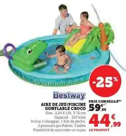 Hyper U BESTWAY Aire de jeu/piscine gonflable croco offre