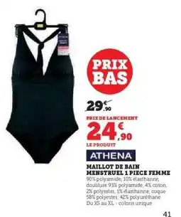 Hyper U ATHENA Maillot de bain menstruel 1 piece femme offre