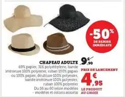 Hyper U CHAPEAU ADULTE offre