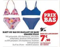 Hyper U Haut ou bas de maillot de bain grande fille offre