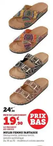 Hyper U Mules Femme Fantaisie offre