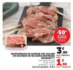 Hyper U CHIFFONNADE DE JAMBON CRU ITALIEN OU DE SPECK OU DE COPPA NOSTRANA NEGRONI offre