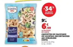 Hyper U CREVETTES DU PACIFIQUE OU COCKTAIL DECORTIQUEES ASC SURGELEES COSTA offre
