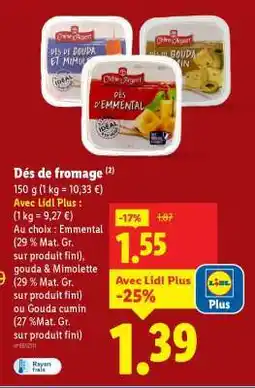 Lidl Dés de fromage offre