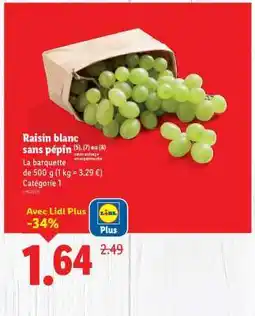 Lidl Raisin blanc sans pépin offre