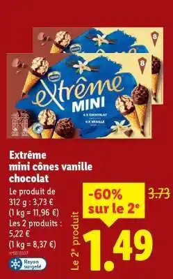 Lidl Extrême mini cônes vanille chocolat offre