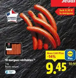 Lidl 18 merguez véritables offre