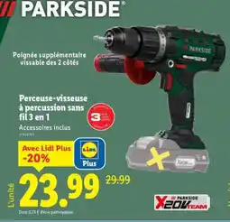 Lidl Perceuse-visseuse à percussion sans fil 3 en 1 offre