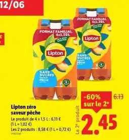 Lidl Lipton zéro saveur pêche offre