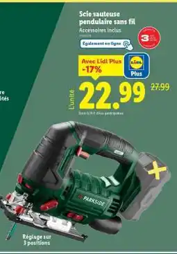 Lidl Scie sauteuse pendulaire sans fil offre