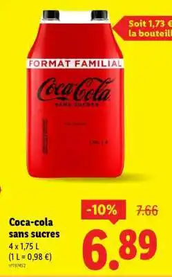 Lidl Coca Cola Sans Sucres offre