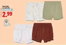 Lidl Short bébé en coton bio offre